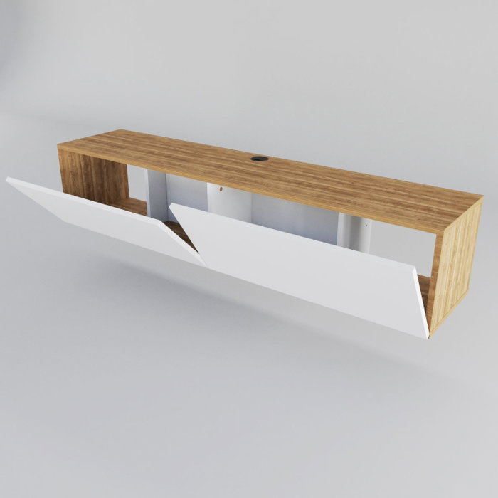 Hanah Home Poling Soporte de TV Blanco y Nogal
